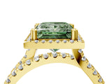 Yellow gold Fancy Green Princess  Halo Split Shank Diamond Ring with Pavé Setting_30
