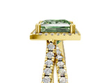 Yellow gold Fancy Green Princess  Halo Split Shank Diamond Ring with Pavé Setting_31