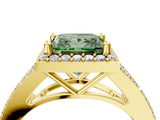 Yellow gold Fancy Green Princess  Halo Split Shank Pave Diamond Ring with Four-Prong Setting_33