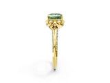 Yellow gold Fancy Green Princess  Halo Split Shank Pave Diamond Ring with Petal Prong Setting_22