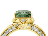 Yellow gold Fancy Green Princess  Halo Split Shank Pave Diamond Ring with Petal Prong Setting_24