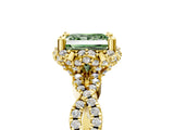 Yellow gold Fancy Green Princess  Halo Twist Band Solitaire Ring with Six-Prong Setting_36