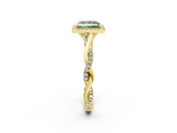 Yellow gold Fancy Green Princess  Halo Twist Band Solitaire Ring_2