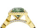 Yellow gold Fancy Green Princess  Halo Twist Band Solitaire Ring_4