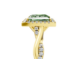 Yellow gold Fancy Green Princess  Halo Twist Band Solitaire Ring_5