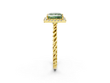 Yellow gold Fancy Green Princess  Halo Twisted Band Four-Prong Diamond Ring_2