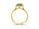 Yellow gold Fancy Green Princess  Halo Twisted Band Four-Prong Diamond Ring_3