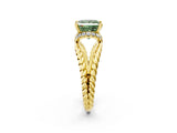Yellow gold Fancy Green Princess  Halo Twisted Band Four-Prong Ring_34