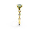Yellow gold Fancy Green Princess  Milgrain Bezel Diamond Engagement Ring with Solitaire Prong Setting_30