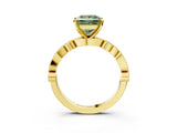 Yellow gold Fancy Green Princess  Milgrain Bezel Diamond Engagement Ring with Solitaire Prong Setting_31