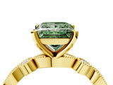 Yellow gold Fancy Green Princess  Milgrain Bezel Diamond Engagement Ring with Solitaire Prong Setting_32