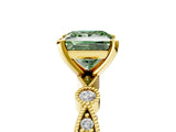 Yellow gold Fancy Green Princess  Milgrain Bezel Diamond Engagement Ring with Solitaire Prong Setting_33