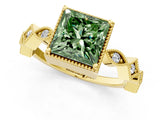 Yellow gold Fancy Green Princess  Milgrain Marquise Diamond Twist Band Ring_64