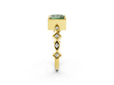 Yellow gold Fancy Green Princess  Milgrain Marquise Diamond Twist Band Ring_65