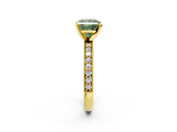 Yellow gold Fancy Green Princess  Milgrain Pave Diamond Engagement Ring with Four-Prong Setting_2