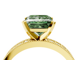 Yellow gold Fancy Green Princess  Milgrain Pave Diamond Engagement Ring with Four-Prong Setting_4