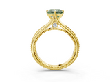 Yellow gold Fancy Green Princess  Solitaire Beaded Band Six-Prong Setting_3