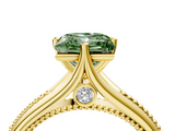 Yellow gold Fancy Green Princess  Solitaire Beaded Band Six-Prong Setting_4