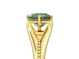 Yellow gold Fancy Green Princess  Solitaire Beaded Band Six-Prong Setting_5