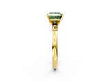 Yellow gold Fancy Green Princess  Solitaire Beaded Band with Four-Prong Setting_2