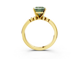 Yellow gold Fancy Green Princess  Solitaire Beaded Band with Four-Prong Setting_3