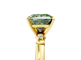 Yellow gold Fancy Green Princess  Solitaire Beaded Band with Four-Prong Setting_5