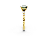 Yellow gold Fancy Green Princess  Solitaire Bezel Accent Diamond Engagement Ring with Beaded Band and Four-Prong Setting_2