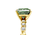 Yellow gold Fancy Green Princess  Solitaire Bezel Accent Diamond Engagement Ring with Beaded Band and Four-Prong Setting_5