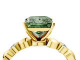 Yellow gold Fancy Green Princess  Solitaire Bezel-Set Diamond Ring with Beaded Band and Four-Prong Setting_54