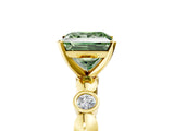 Yellow gold Fancy Green Princess  Solitaire Bezel-Set Diamond Ring with Beaded Band and Four-Prong Setting_55