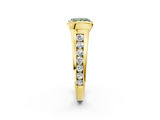 Yellow gold Fancy Green Princess  Solitaire Bezel-Set Diamond Ring with Channel-Set Band_2