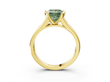 Yellow gold Fancy Green Princess  Solitaire Bezel-Set Diamond Ring with Channel-Set Band_3