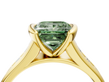 Yellow gold Fancy Green Princess  Solitaire Bezel-Set Diamond Ring with Channel-Set Band_4