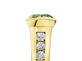 Yellow gold Fancy Green Princess  Solitaire Bezel-Set Diamond Ring with Channel-Set Band_5
