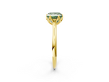Yellow gold Fancy Green Princess  Solitaire Cathedral Diamond Ring with Six-Prong Setting_2