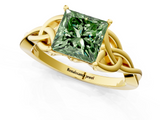 Yellow gold Fancy Green Princess  Solitaire Celtic Knot Engagement Ring with Four-Prong Setting_1