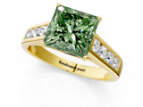 Yellow gold Fancy Green Princess  Solitaire Channel-Set Diamond Engagement Ring with Four-Prong Setting_30