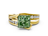 Yellow gold Fancy Green Princess  Solitaire Channel-Set Split Shank Ring with Tension Prong Setting_3