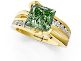 Yellow gold Fancy Green Princess  Solitaire Channel-Set Split Shank Ring with Tension Prong Setting_4