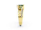 Yellow gold Fancy Green Princess  Solitaire Channel-Set Split Shank Ring with Tension Prong Setting_5
