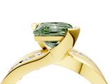 Yellow gold Fancy Green Princess  Solitaire Channel-Set Split Shank Ring with Tension Prong Setting_7