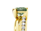 Yellow gold Fancy Green Princess  Solitaire Channel-Set Split Shank Ring with Tension Prong Setting_8