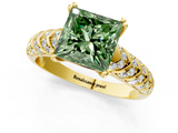 Yellow gold Fancy Green Princess  Solitaire Chevron Pave Diamond Engagement Ring with Six-Prong Setting_1