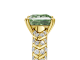Yellow gold Fancy Green Princess  Solitaire Chevron Pave Diamond Engagement Ring with Six-Prong Setting_5