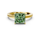 Yellow gold Fancy Green Princess  Solitaire Diamond Engagement Ring with Four-Prong Setting on a Classic Band_3