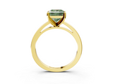Yellow gold Fancy Green Princess  Solitaire Diamond Engagement Ring with Four-Prong Setting on a Classic Band_6