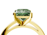 Yellow gold Fancy Green Princess  Solitaire Diamond Engagement Ring with Four-Prong Setting on a Classic Band_7