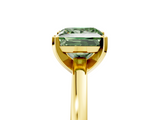 Yellow gold Fancy Green Princess  Solitaire Diamond Engagement Ring with Four-Prong Setting on a Classic Band_8