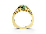 Yellow gold Fancy Green Princess  Solitaire Diamond Engagement Ring with Pave Band and Four-Prong Setting 5