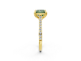 Yellow gold Fancy Green Princess  Solitaire Diamond Engagement Ring with Pave Band and Six-Prong Setting_2